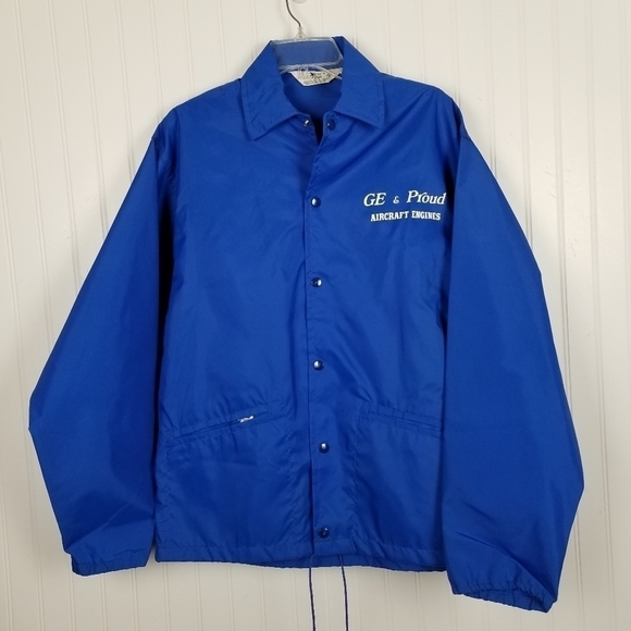 Vintage USA Windbreaker GE & Proud Aircraft Engines Helicopter Graphics Airplane - Picture 2 of 11